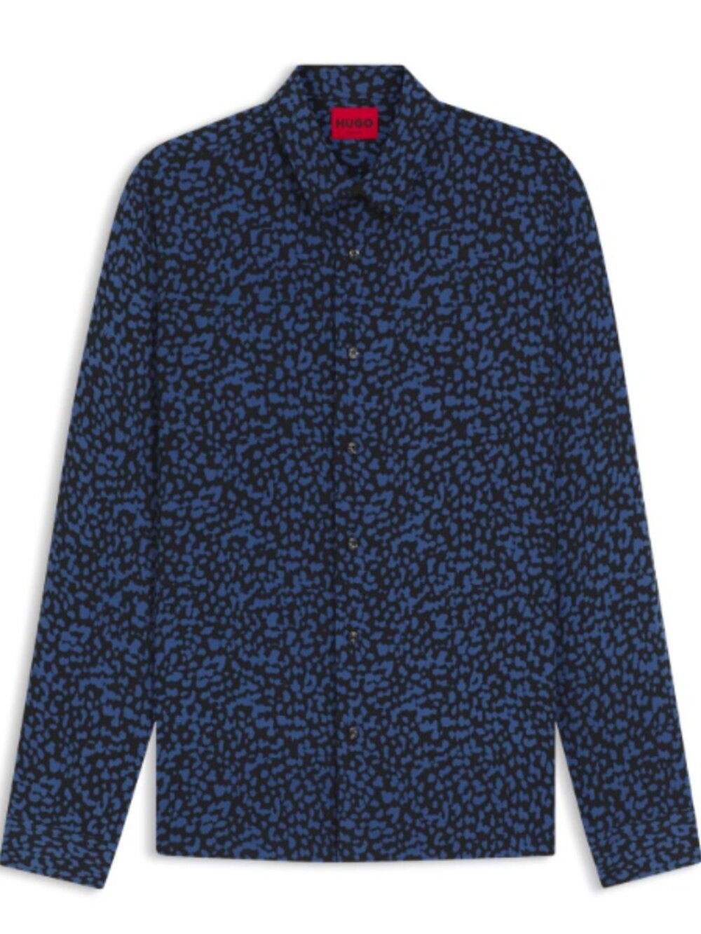 HUGO Boss Slim Fit Button Up Shirt in Abstract Print Poplin Blue Men's Size XL